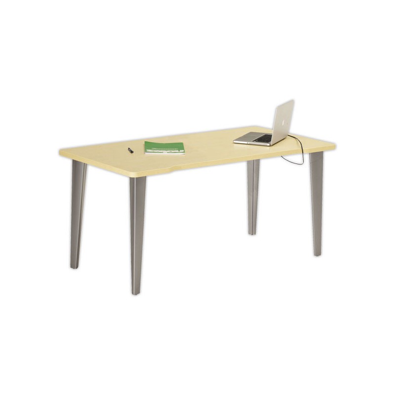 Bureau BORDEAUX 160 x 80 chêne clair -pieds aluminium monté - Vinco Industries