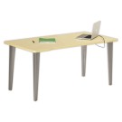 Bureau BORDEAUX 160 x 80 chêne clair -pieds aluminium monté - Vinco Industries