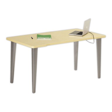 Bureau BORDEAUX 140 x 80 chêne clair -pieds aluminium monté - Vinco Industries