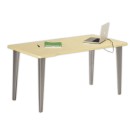 Bureau BORDEAUX 140 x 80 chêne clair -pieds aluminium monté - Vinco Industries