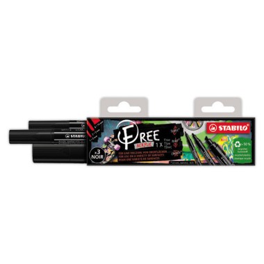 marqueurs STABILO FREE acrylic pointesmixtes - noir x3 - Stabilo