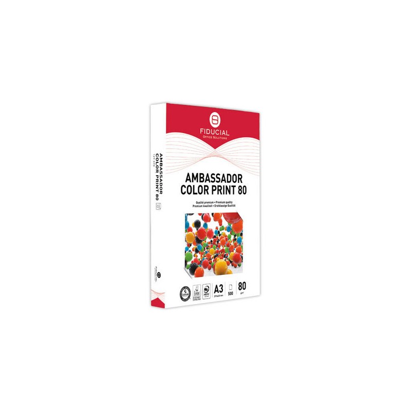 Ramettes de 500 flles papier blanc A3 80g AMBASS. COLOR PRINT FIDUCIAL x3 - Fiducial Office Solutions