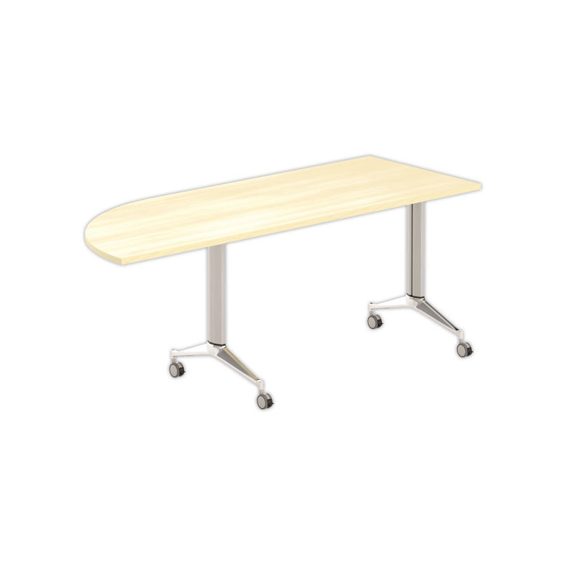 Table rabattable avec roulettes 190x70hêtre/alu angle à droite - Shopdeschefs