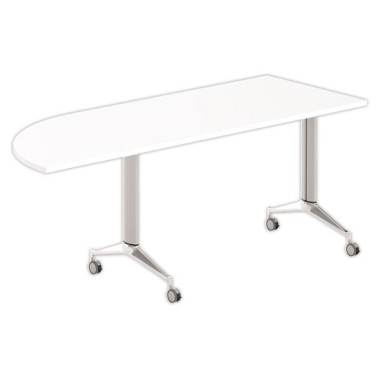 Table rabattable 190x70 Blanc / alu avec angle droit montée - Shopdeschefs