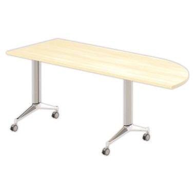 Table rabattable avec roulettes 190x70hêtre/alu angle à gauche - Shopdeschefs