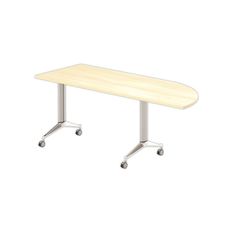 Table rabattable avec roulettes 190x70hêtre/alu angle à gauche - Shopdeschefs