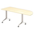 Table rabattable avec roulettes 190x70hêtre/alu angle à gauche - Shopdeschefs
