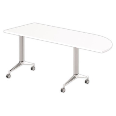 Table rabattable 190x70 Blanc / alu avec angle gauche montée - Shopdeschefs