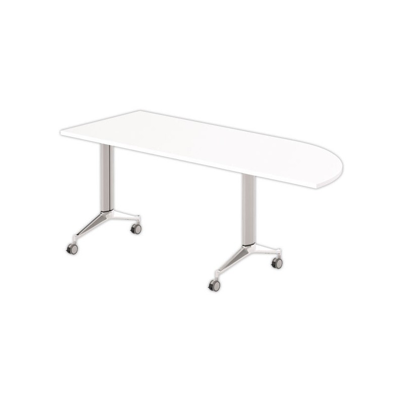 Table rabattable 190x70 Blanc / alu avec angle gauche montée - Shopdeschefs
