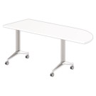 Table rabattable 190x70 Blanc / alu avec angle gauche montée - Shopdeschefs