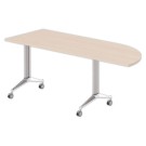 Table rabattable avec roulettes 190x70 angle gauche acacia clair/alu - Shopdeschefs