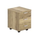 Caisson mobile mélaminé 3 tiroirs plumier Chêne veiné monté - Shopdeschefs