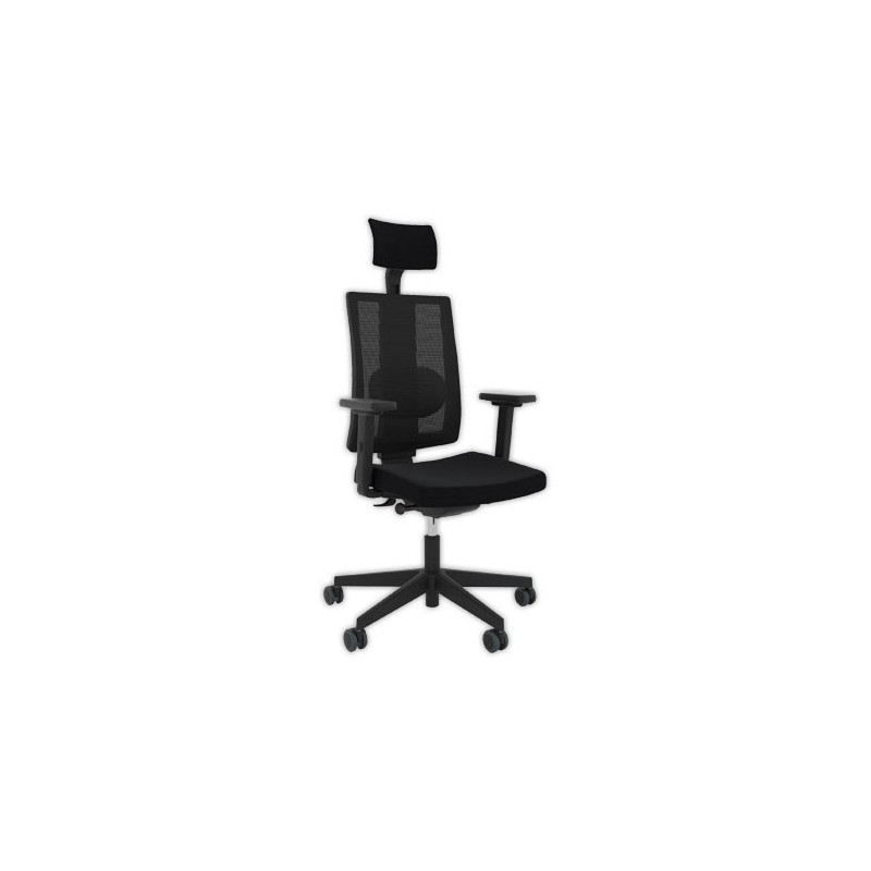 Siège NAVIGO synchrone ergo tissu noirtêtière accoudoirs 2D monté - Shopdeschefs