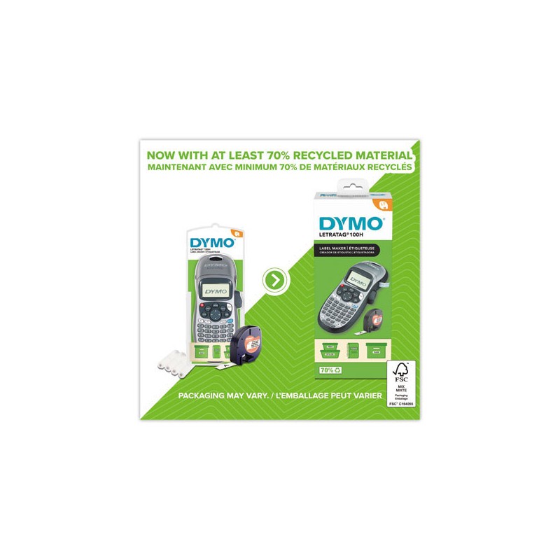 TITREUSE DYMO LETRATAG 100H Argent - 4piles AA incluses - Dymo