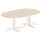 Table réunion ovale 200x120 acacia/blanc - Shopdeschefs