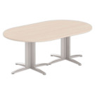 Table réunion ovale 200x120 acacia/aluminium - Shopdeschefs