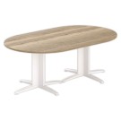 Table réunion ovale 200x120 chêne veiné/blanc - Shopdeschefs