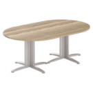 Table réunion ovale 200x120 chêne veiné/aluminium - Shopdeschefs