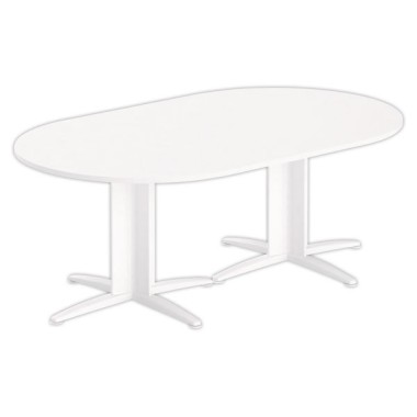 Table réunion ovale 200x120 blanc/blanc - Shopdeschefs