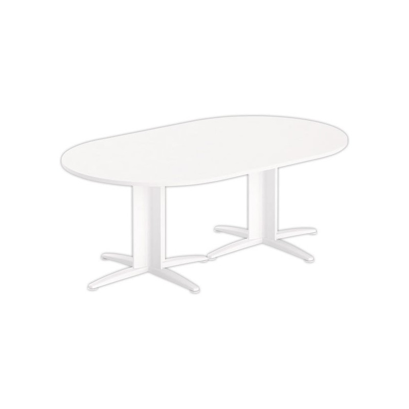 Table réunion ovale 200x120 blanc/blanc - Shopdeschefs