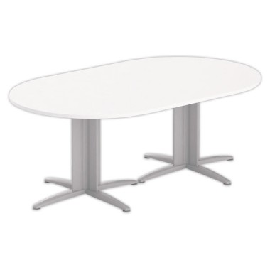 Table réunion ovale 200x120 blanc/aluminium - Shopdeschefs