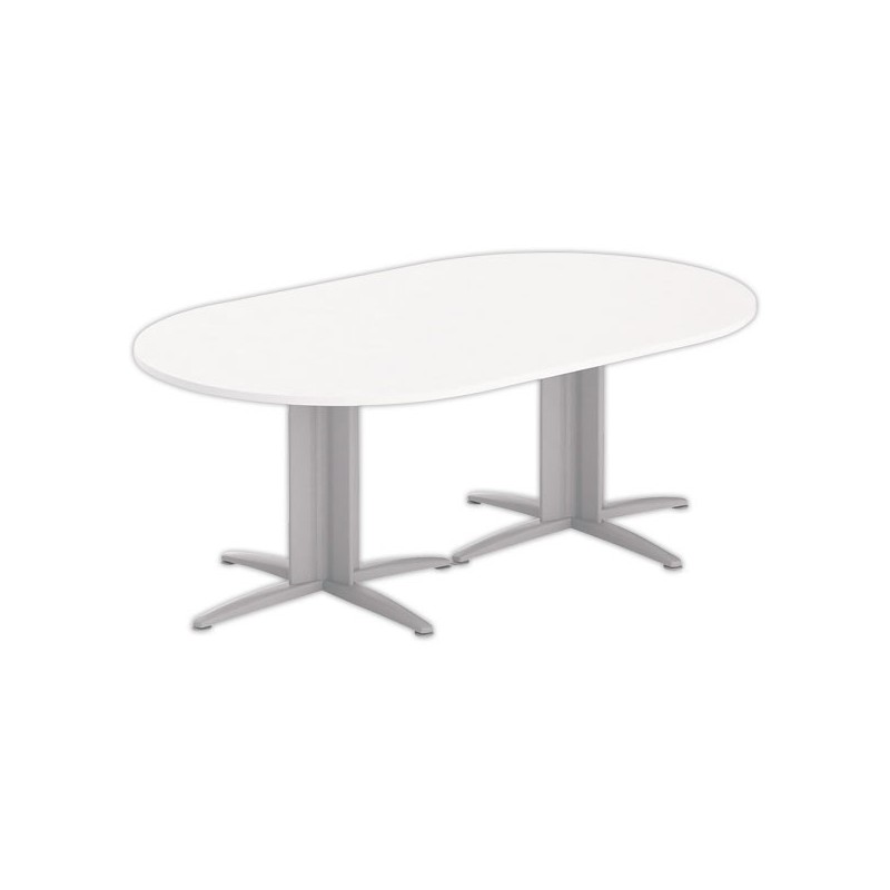 Table réunion ovale 200x120 blanc/aluminium - Shopdeschefs