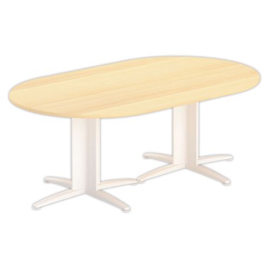 Table réunion ovale 200x120 hêtre/blanc - Shopdeschefs