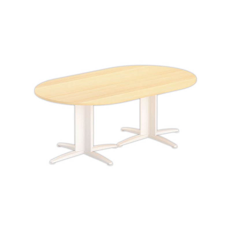 Table réunion ovale 200x120 hêtre/blanc - Shopdeschefs