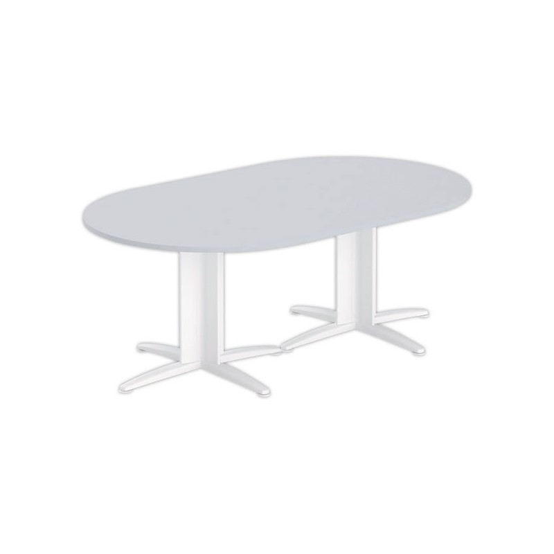 Table réunion ovale 200x120 gris/blanc - Shopdeschefs