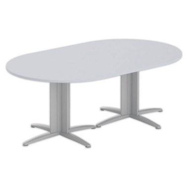 Table réunion ovale 200x120 gris/aluminium - Shopdeschefs