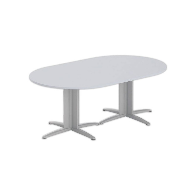 Table réunion ovale 200x120 gris/aluminium - Shopdeschefs
