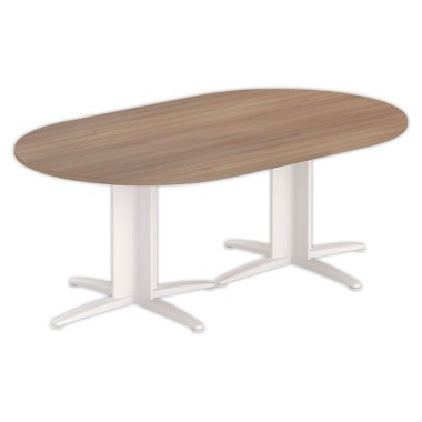 Table réunion ovale 200x120 noyer/blanc - Shopdeschefs
