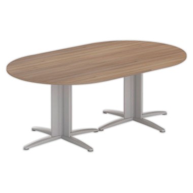 Table réunion ovale 200x120 noyer/aluminium - Shopdeschefs