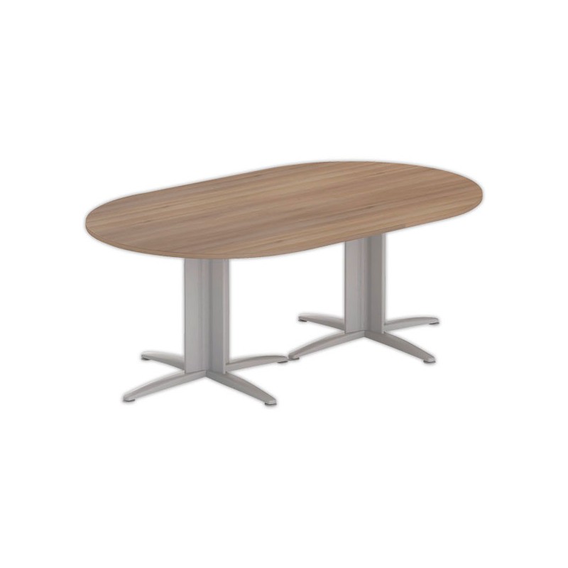 Table réunion ovale 200x120 noyer/aluminium - Shopdeschefs