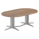 Table réunion ovale 200x120 noyer/aluminium - Shopdeschefs