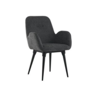 Fauteuils Tissu gris 4 pieds métal montés x2 - Shopdeschefs