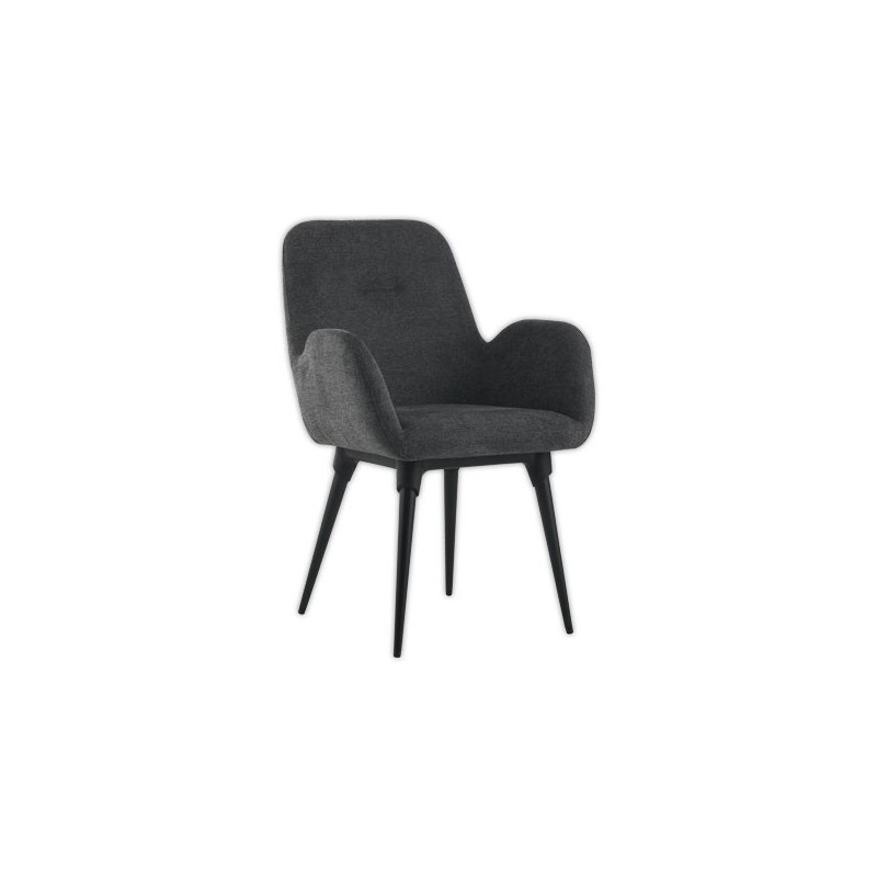 Fauteuils Tissu gris 4 pieds métal montés x2 - Shopdeschefs