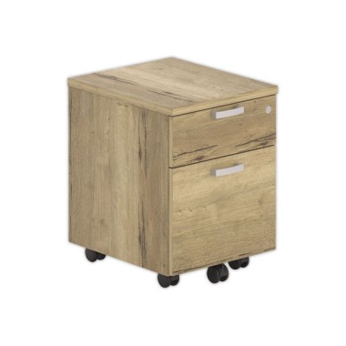 Caisson mobile mélamine 2 tiroirs 1 plumier Chêne veiné monté - Shopdeschefs