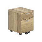 Caisson mobile mélamine 2 tiroirs 1 plumier Chêne veiné monté - Shopdeschefs