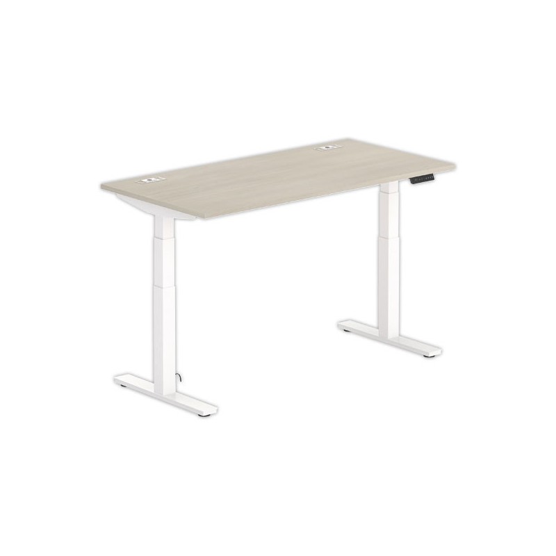 Bureau BERNE électrique 160 x 80 acacia/blanc - Fiducial Office Solutions