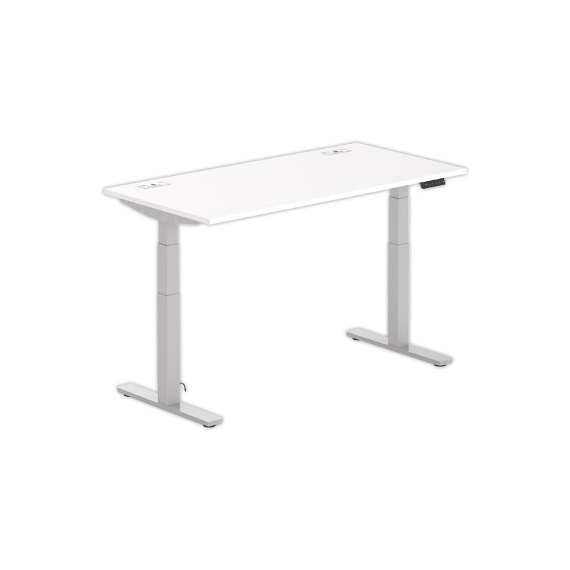 Bureau BERNE électrique 160 x 80 blanc/alu - Fiducial Office Solutions