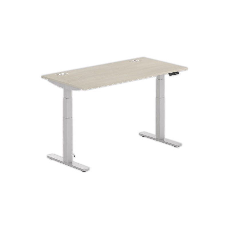 Bureau BERNE électrique 160 x 80 acacia/alu - Fiducial Office Solutions