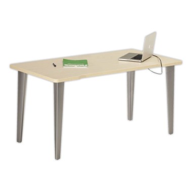 Bureau BORDEAUX 140 x 80 érable - pieds aluminium monté - Vinco Industries