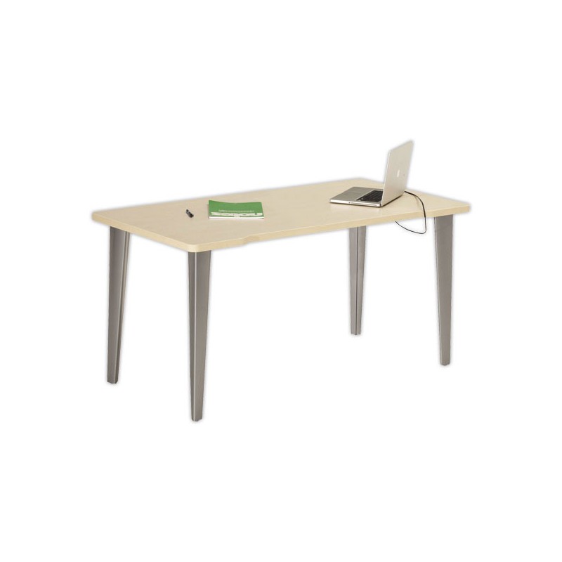 Bureau BORDEAUX 140 x 80 érable - pieds aluminium monté - Vinco Industries