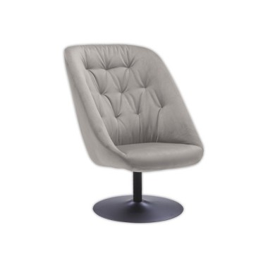 Fauteuil SCOOP pivotant 1 pied noir tissu gris - Paperflow
