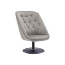 Fauteuil SCOOP pivotant 1 pied noir tissu gris - Paperflow