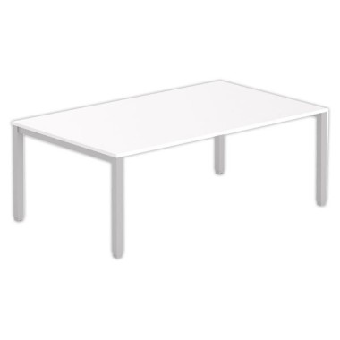 Table modulaire rectangulaire 200 x 120 blanc/ alu - Shopdeschefs