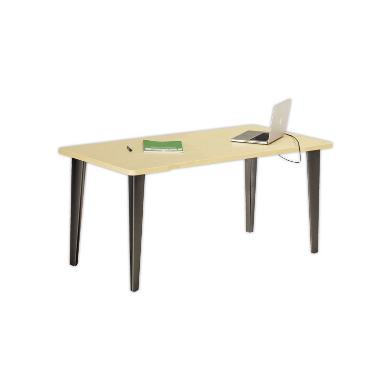 Bureau BORDEAUX 160 x 80 chêne clair -pieds anthracite monté - Vinco Industries