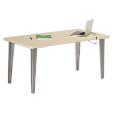 Bureau BORDEAUX 160 x 80 érable - pieds aluminium monté - Vinco Industries