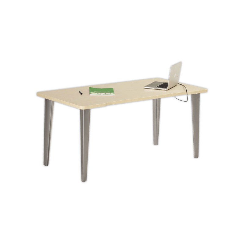 Bureau BORDEAUX 160 x 80 érable - pieds aluminium monté - Vinco Industries